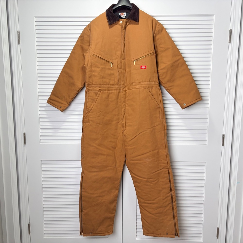 Dickies Mens‎ Brown Duck Canvas Insulated Coveralls Work Suit 46/48 REG